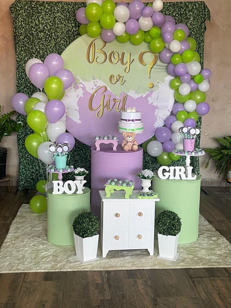 Decoração do chá revelação de Rafa Silva no Recanto Boa Vida